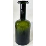 A Holmegaard tall dark green glass bottle by Otto Brauer (51cm high)