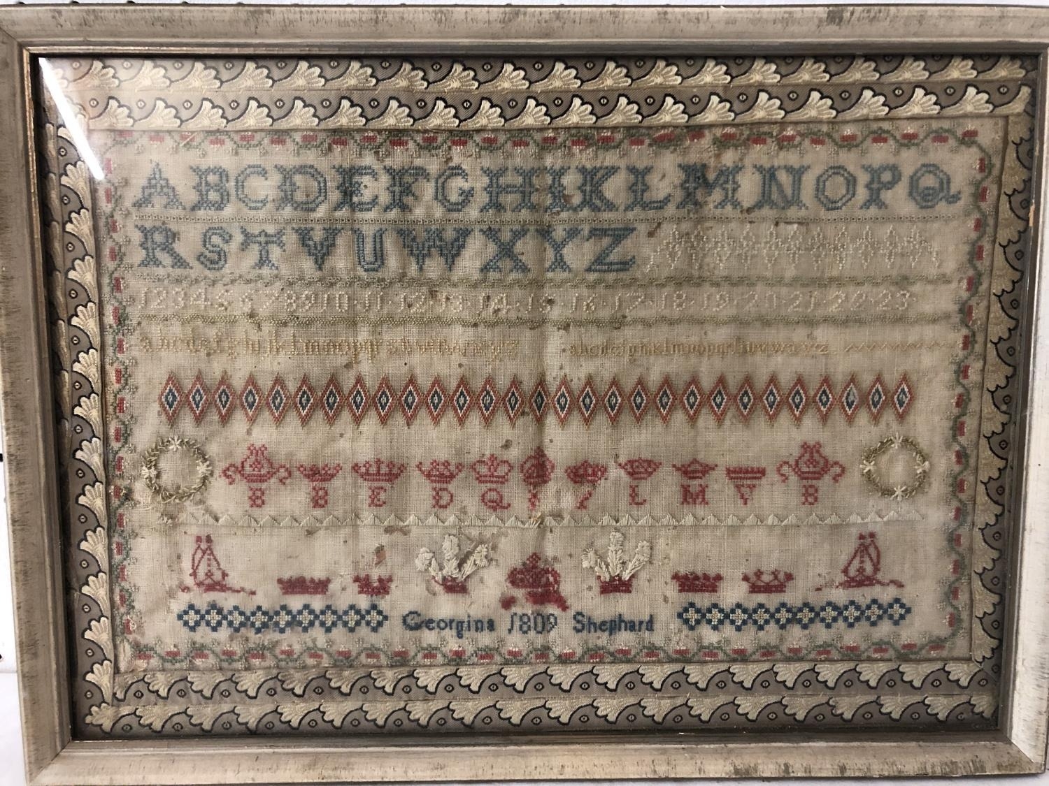 Two 19th and 20th century needlework samplers, by Georgina Shepherd, 1809, and Gwen Ledsam, 1904, - Image 3 of 3