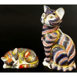 4 x Crown Derby paperweights - 2 cats, 1 frog & a snail, with boxes except kitten