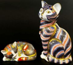 4 x Crown Derby paperweights - 2 cats, 1 frog & a snail, with boxes except kitten