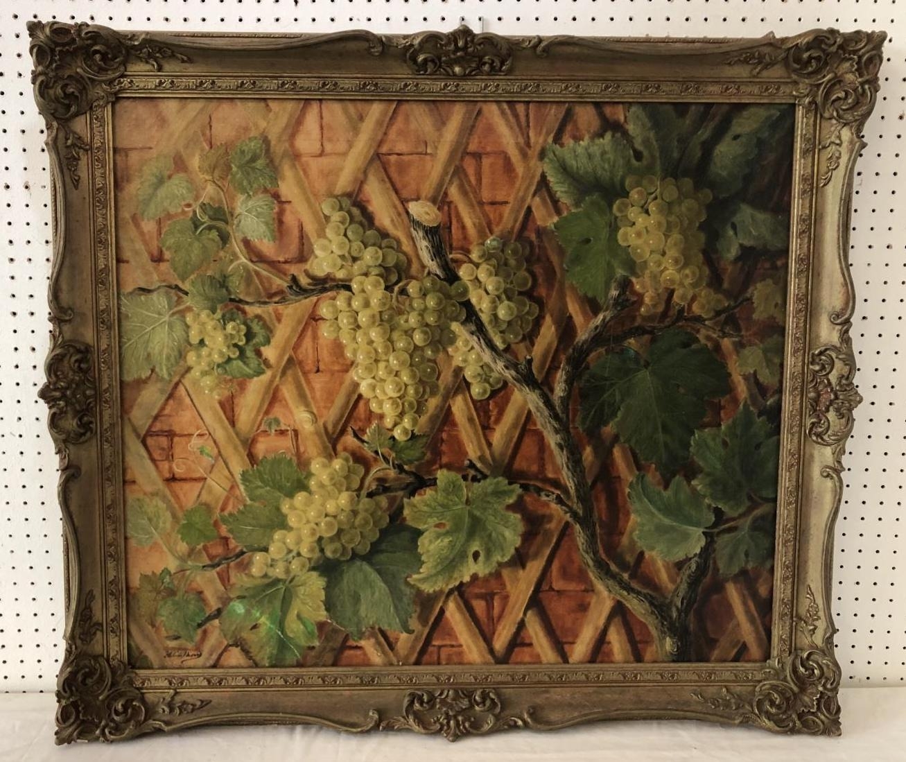 Early 20th Century - Grapes on the vine, indistinctly signed 'Helene Nisa...?' lower left, oil on