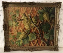 Early 20th Century - Grapes on the vine, indistinctly signed 'Helene Nisa...?' lower left, oil on