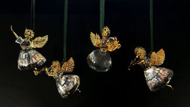 Swarovski crystal Christmas decorations in the form of angels (4) together with two Swarovski silver