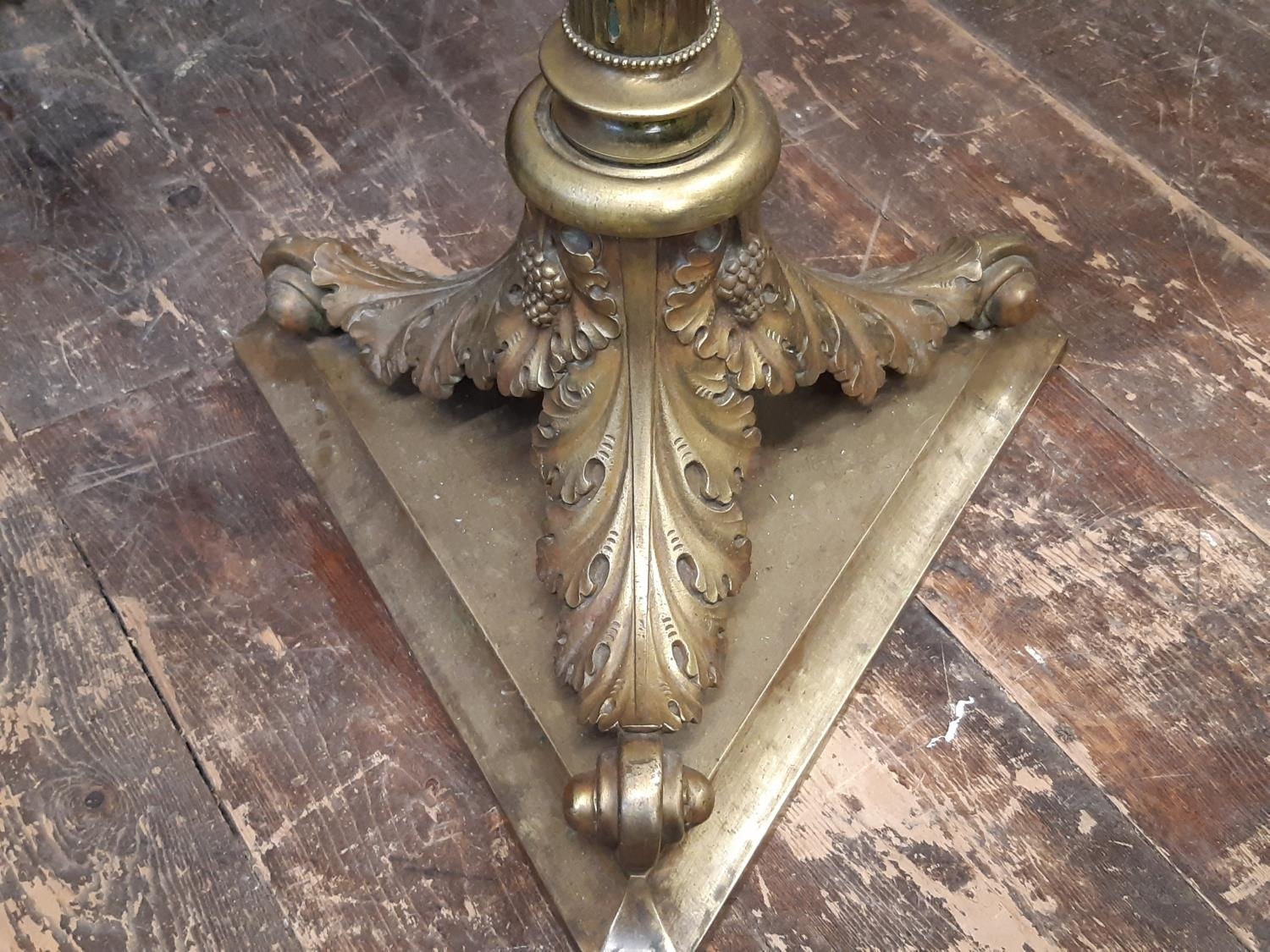 A fine 19th century ecclesiastical gothic brass twenty-four light floor-standing candelabra, with - Image 5 of 5