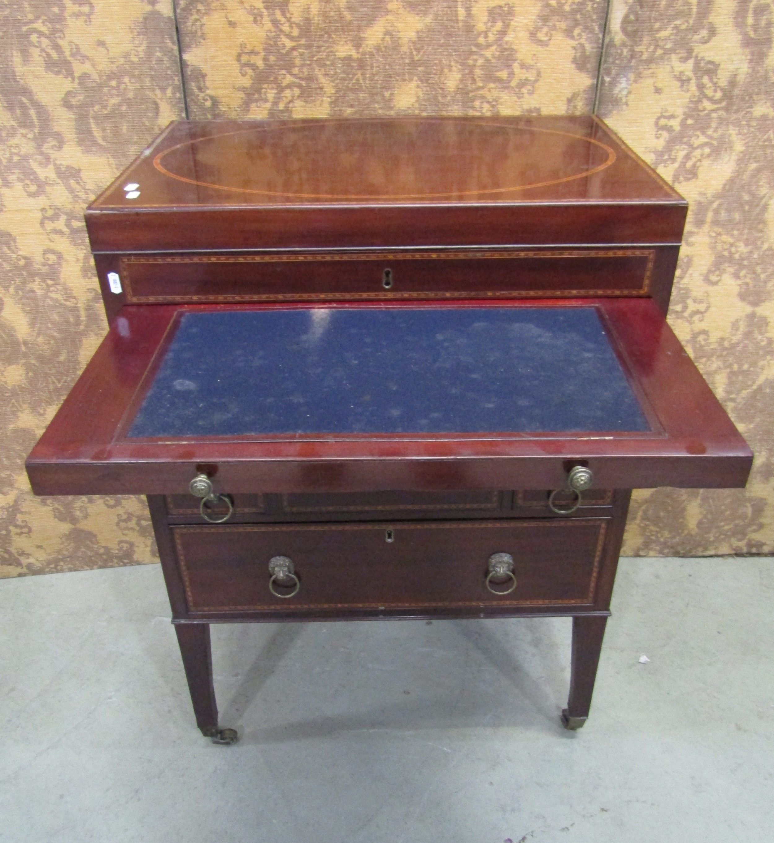 A Georgian mahogany gentleman's wash stand with rising lid, with comprehensively fitted interior, - Image 4 of 9