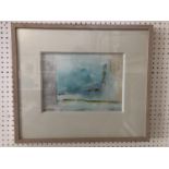 Bea Thompson - Abstract landscape, signed lower right in pencil, mixed media, mounting dimensions: