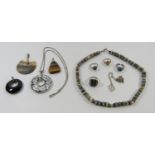 Mixed collection of gem set silver jewellery to include various pendants, dress rings, etc