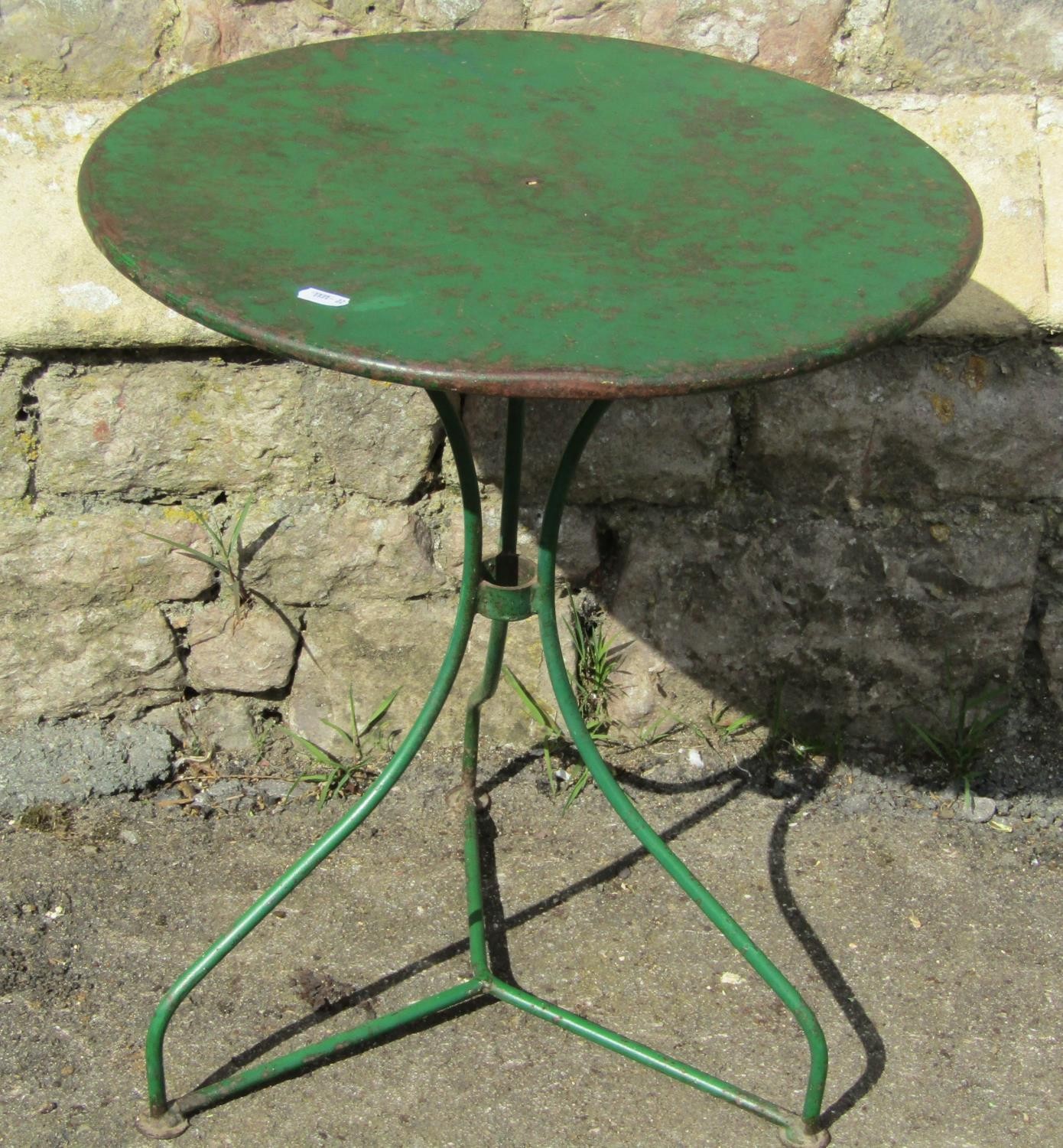 An unusually small French cafe table with top circular top on tripod base 47cm diameter x 55cm