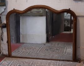 19th century overmantle mirror the top of serpentine form set in a moulded frame, 109cm x 135cm