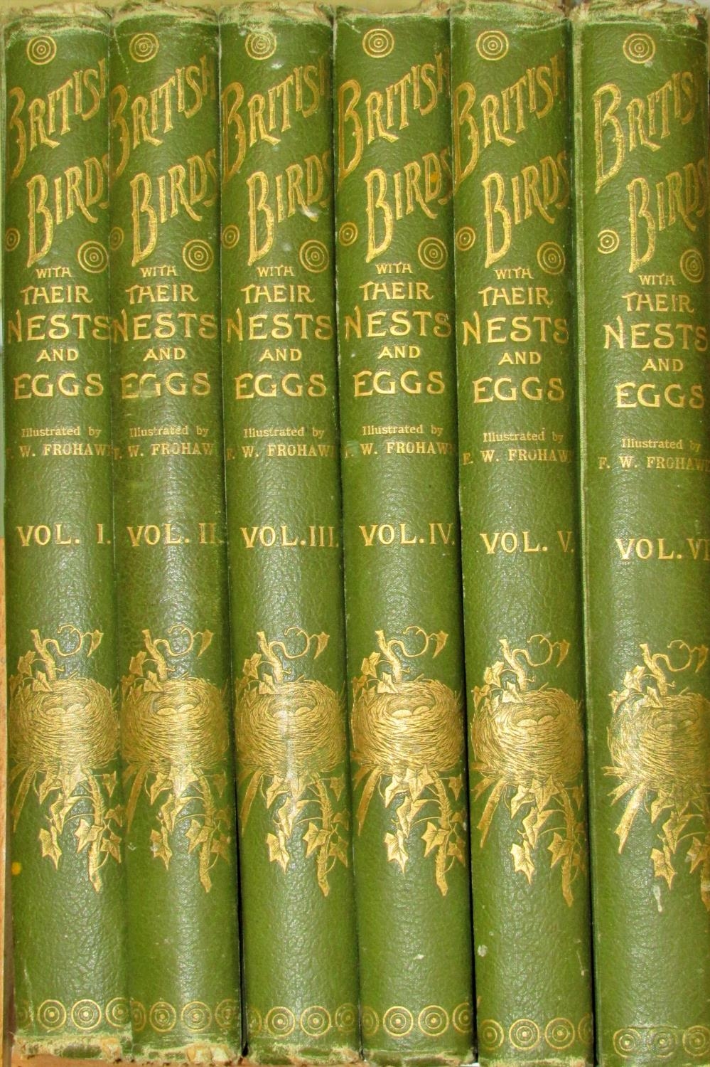 Arthur Butler British Birds with their Nests and Eggs, 1900, 5 vols, illustrated by F W Frohawk