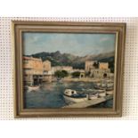 Claude Jousset (b.1935) - 'Petit Port en Italie' oil on canvas, signed lower left, titled verso,