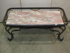 An iron and marble occasional table