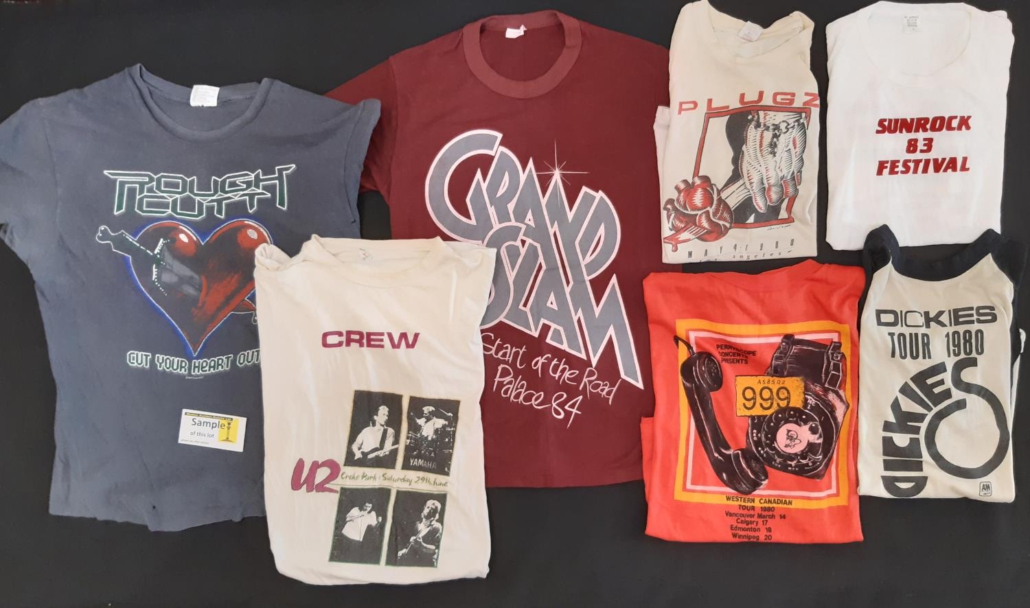 16 tour T shirts from the 1980's-90's for bands/ tours including 999, Eric Burdon, U2, The
