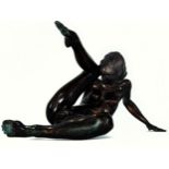 A contemporary bronze study of a nude female, stamped TG 3.12 to left buttock, 34cm x 17cm.