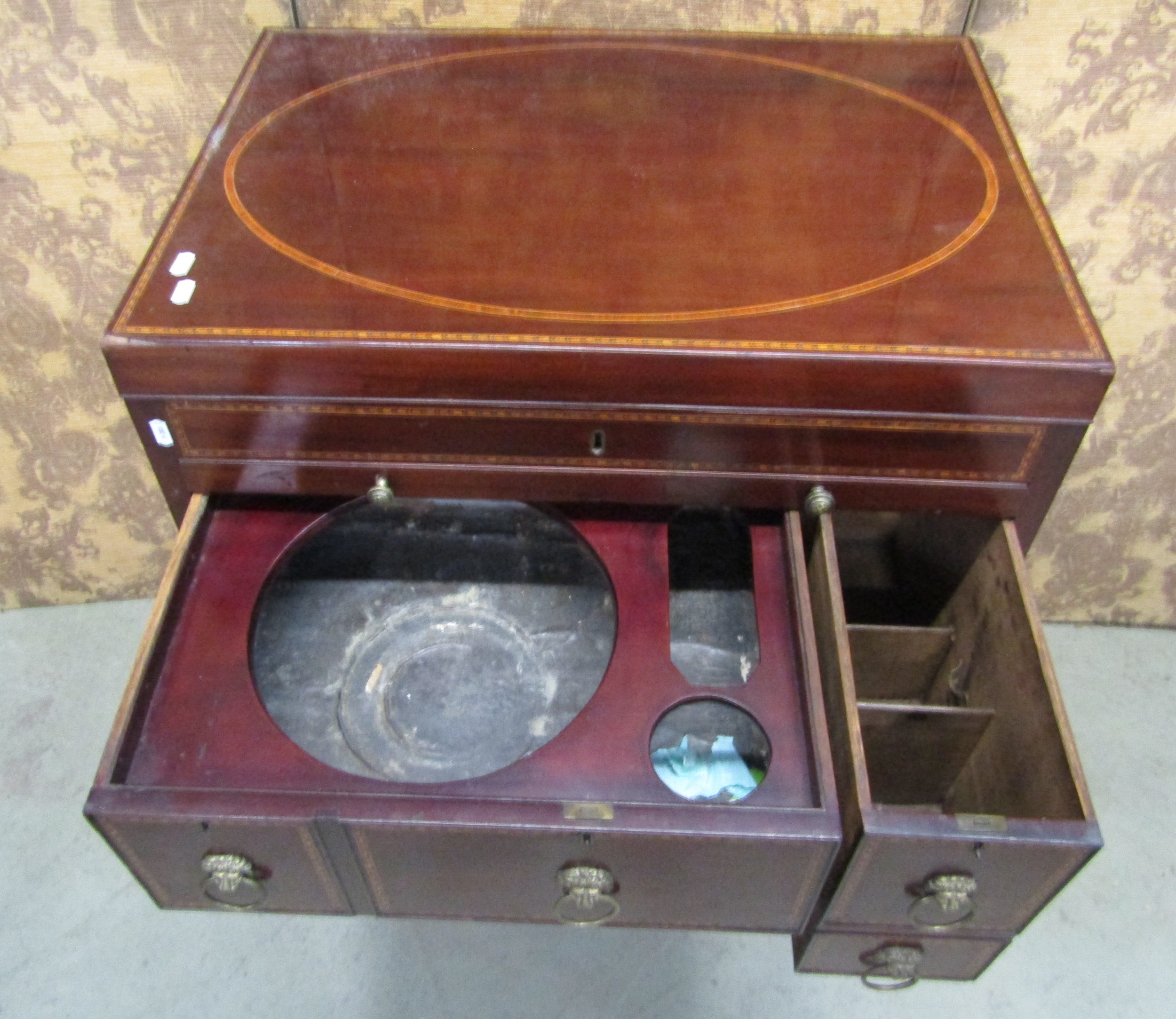 A Georgian mahogany gentleman's wash stand with rising lid, with comprehensively fitted interior, - Image 5 of 9