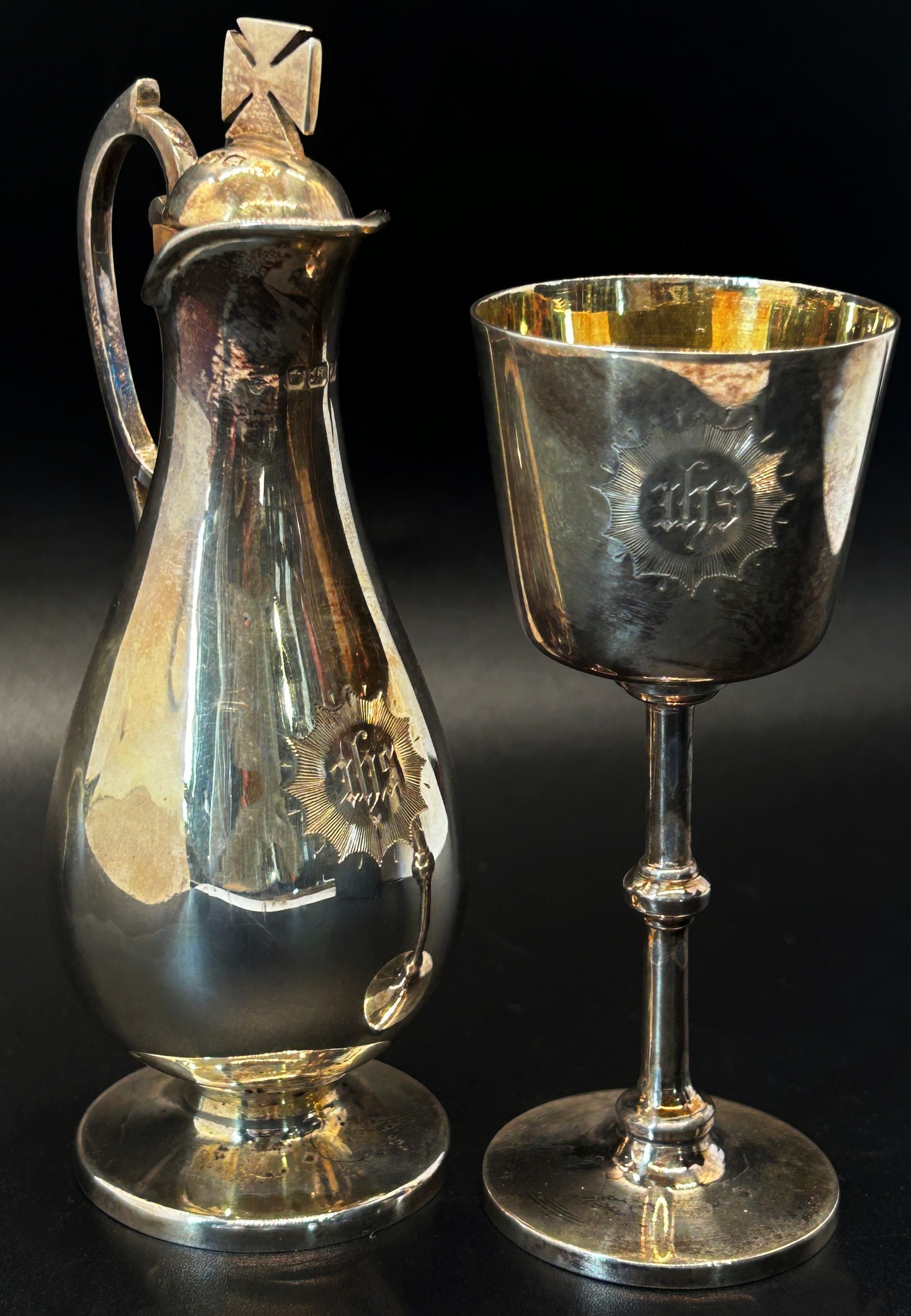 A military chaplains silver travelling communion set of a small tray and chalice, Chester 1912, - Bild 4 aus 9