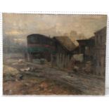 Germain Eugene Bonneton (French, 1874–1915) - A derelict yard, signed lower right, oil on canvas, 73
