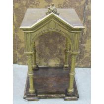 A 19th century carved and gilt wood ecclesiastical sculpture niche / adornment of Puginesque