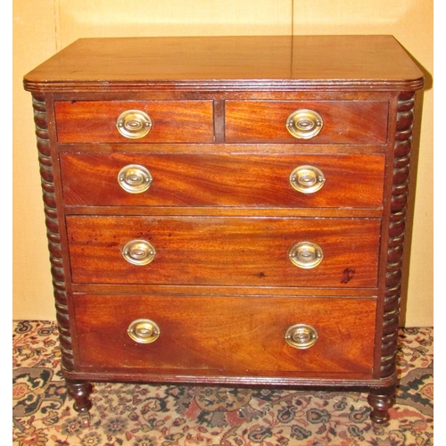 Small 19th century style Biedermeier chest of 31 plus 2 short drawers with moulded columns 69 cm