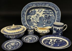 A collection of mixed ceramics to include Willow Pattern and others (Crown Staffordshire, Wood &