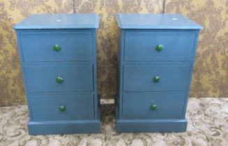 A pair of bedside chests each fitted with three drawers, together with a further pair of open