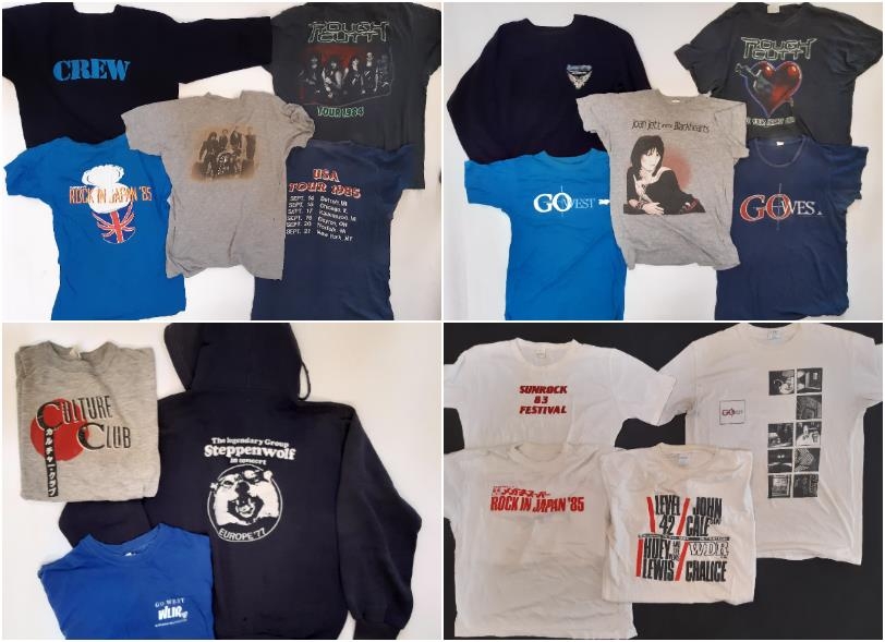 12 tour T shirts from the 1970's-90's for bands/ tours including Steppenwolf '77, Hawkwind '82, Joan