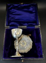 A military chaplains silver travelling communion set of a small tray and chalice, Chester 1912,