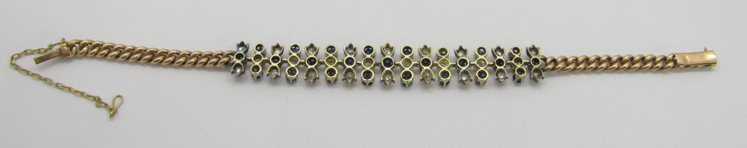 An Edwardian 15ct diamond and sapphire bracelet, centred with twenty-six diamonds and twenty-five - Image 4 of 6