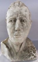 A plaster bust of a man with a Roman nose 40cm high.