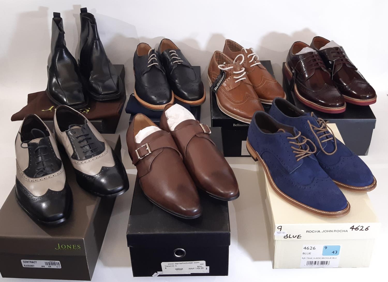 6 pairs of good quality men's shoes/boots/brogues all boxed and unworn including shoes by Pierre