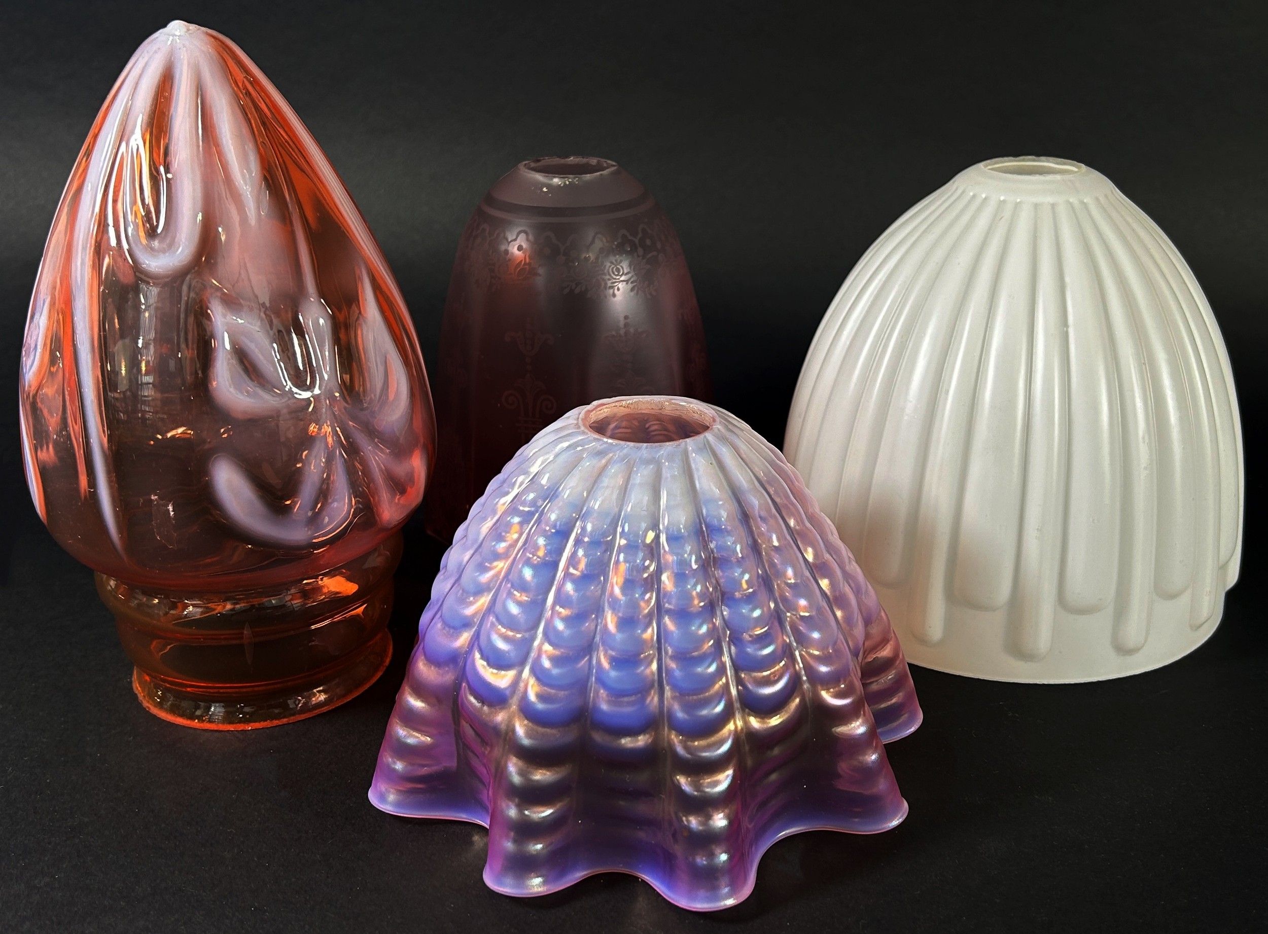 A mixed collection of six early 20th century glass light shades. - Image 2 of 4