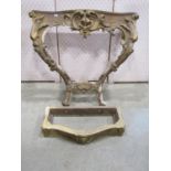 A 19th century gilt plaster console table frame with acanthus and other detail together with a