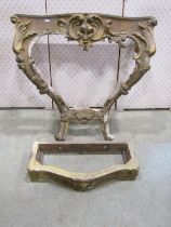 A 19th century gilt plaster console table frame with acanthus and other detail together with a