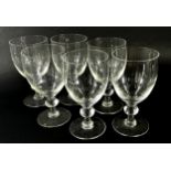 A set of six oversized wine glasses or sundae glasses with baluster stem, 20cm high x 10cm diameter.