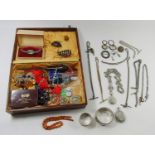 Collection of silver and white metal jewellery to include two lockets, a hinged bangle with engraved