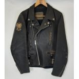 Vintage black leather bikers jacket by Speedman bearing arm badge for Motorhead 'Iron Fist' Tour