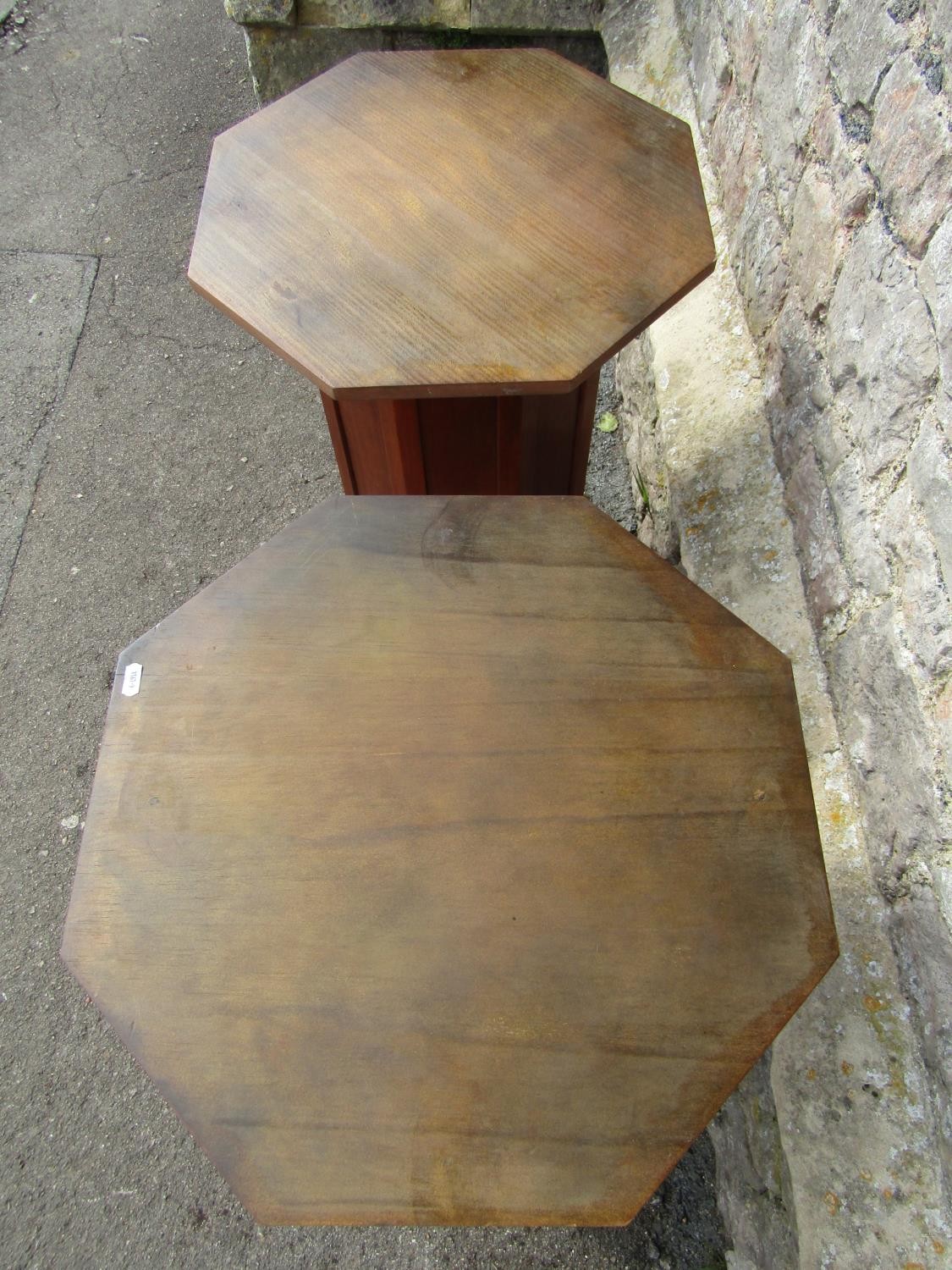 Pair of octagonal pedestals in pine, 75cm high - Image 2 of 3