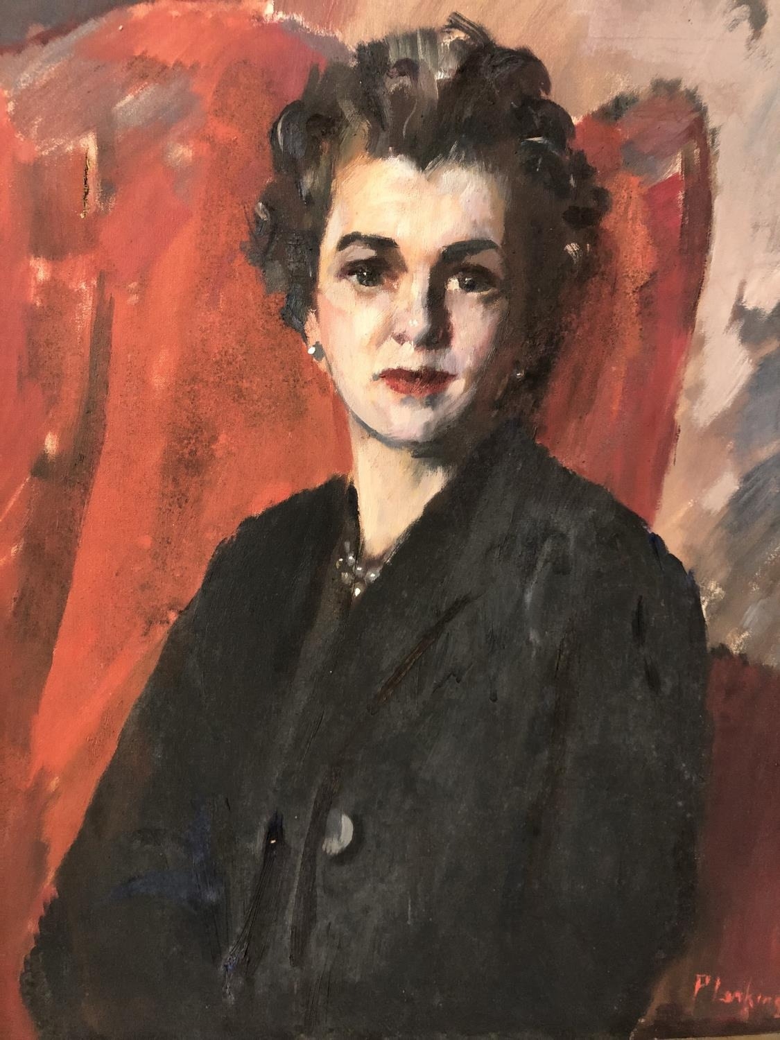Portrait of a lady, c.1950, signed 'Patrick Larking' lower right, oil on canvas, 61 x 52 cm, - Image 3 of 5