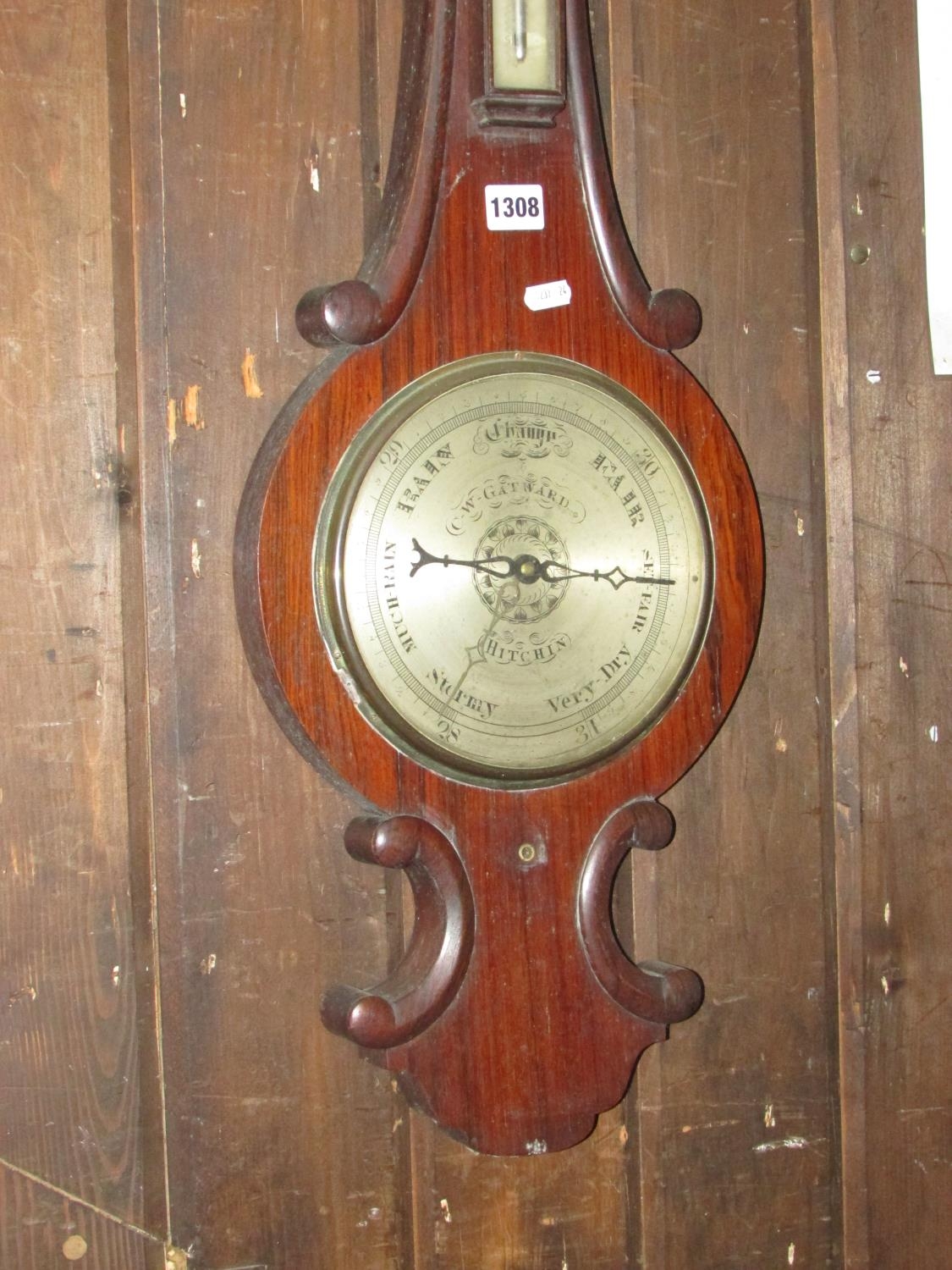 A 19th century rosewood wheel barometer, C. W. Gatwood of Hitchen - Image 2 of 4