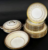 Aynsley Golden Dowery tea and dinner wares including tureens, coffee pot, etc, 10 dinner plates,