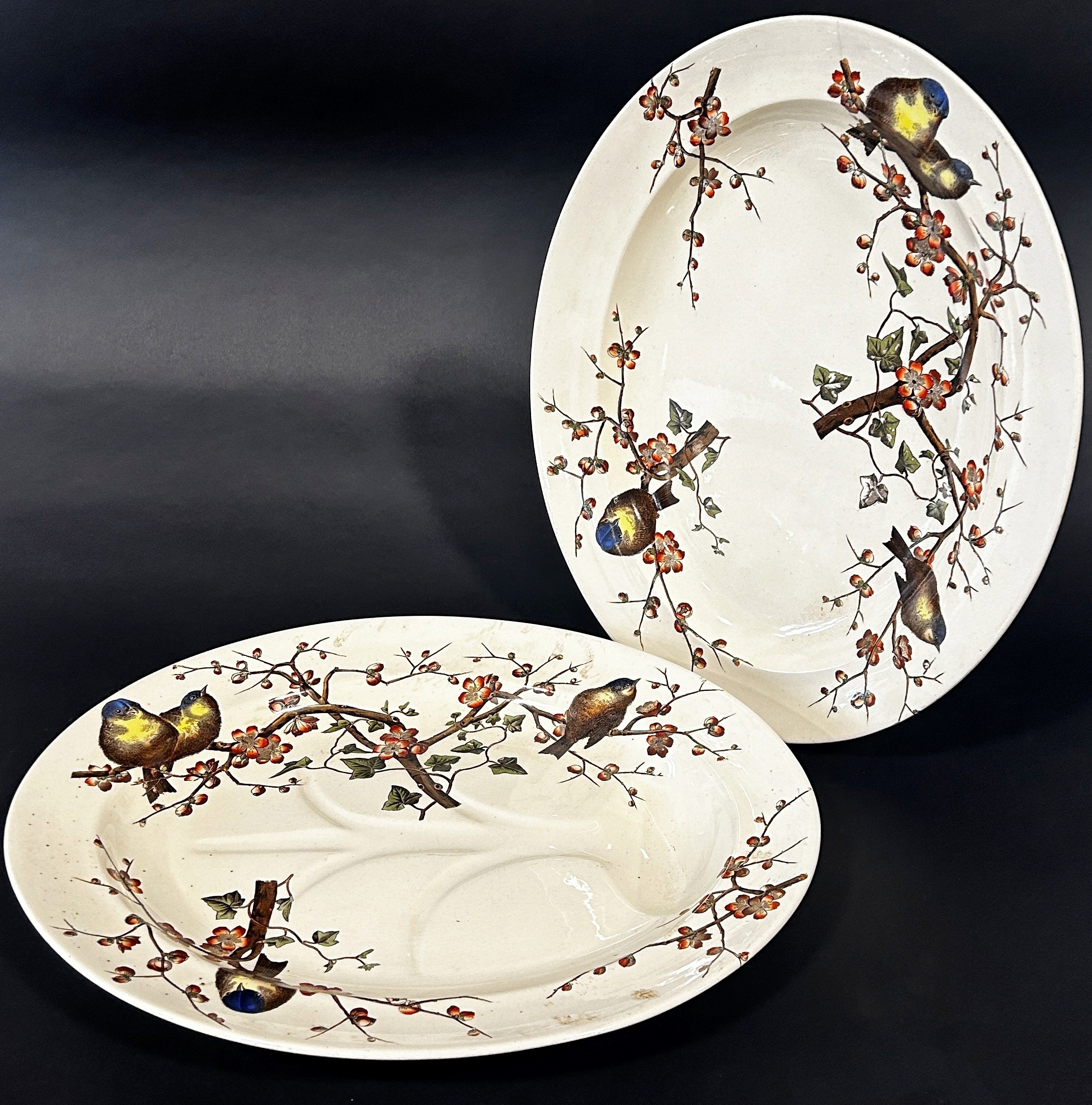 A Victorian dinner service by George Jones & Sons Almonds pattern showing finches amongst - Image 2 of 2