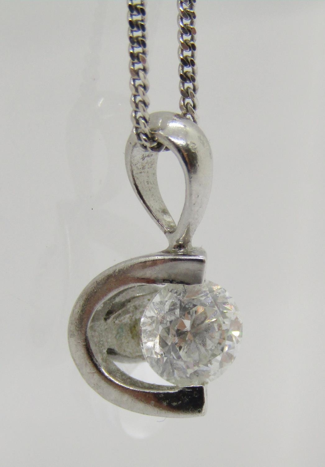 18ct white gold tension set diamond solitaire pendant necklace, the diamond 0.20ct approx, pendant - Image 4 of 7