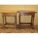Two old English oak coffin or joint stools of traditional form (2)