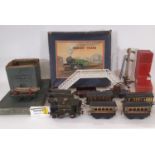 A collection of pre war Hornby 0 gauge railway models including the following: clockwork