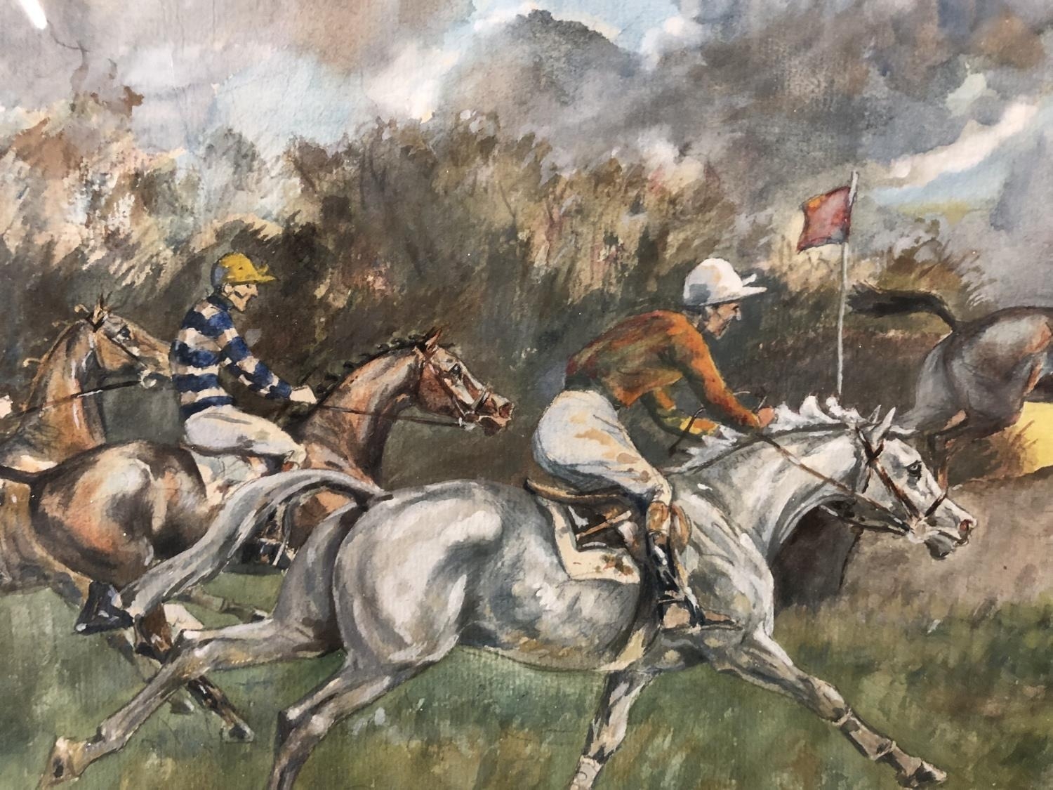 John Board (1895-1965) - Horse racing scene, signed in pencil lower right, watercolour on paper, - Image 4 of 5