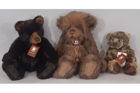 Three Charlie Bears designed by Isabelle Lee comprising Frank, Jimbob and Birthday Wojtek (3) - Image 1 of 2