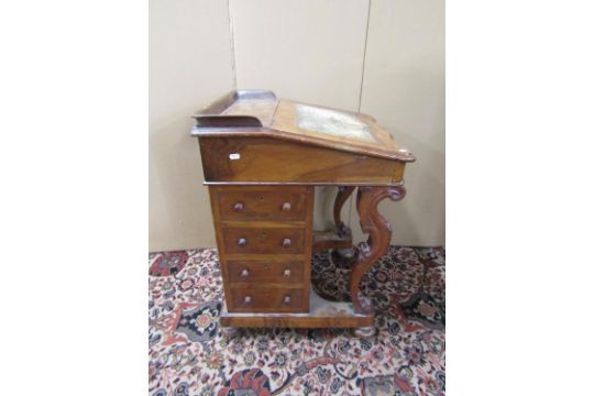 A Victorian walnut Davenport of usual form with cabriole supports - Image 3 of 5