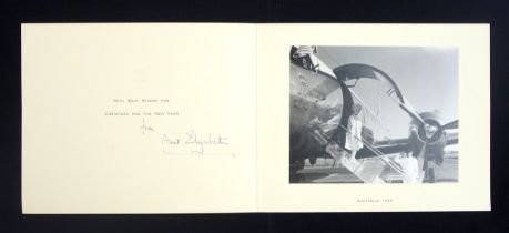 H.M. Queen Elizabeth The Queen Mother, signed 1966 and 1991 Christmas and New Year cards, each