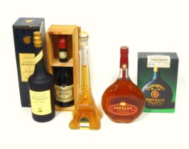 Bottle of Calvados Boulard Grande Fine Pays d'Auge, 1L; Busnel VSOP, 70cl; Joseph Dupeyron