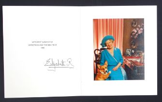 H.M. Queen Elizabeth The Queen Mother, signed 1981 and autopen 1993 Christmas and New Year cards,